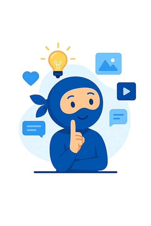 Nachdenklicher Ninja beim Website-Coaching